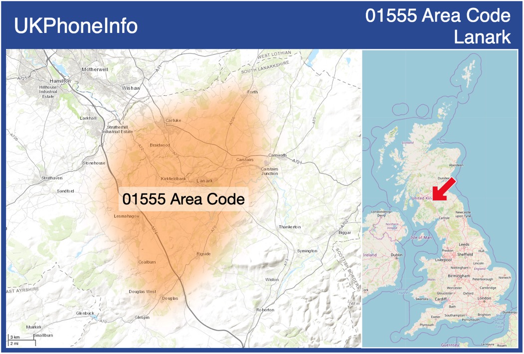 Map of the 01555 area code