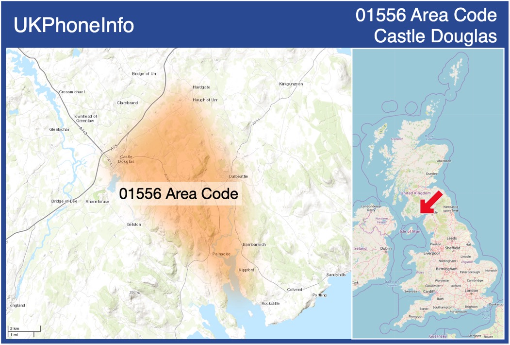 Map of the 01556 area code
