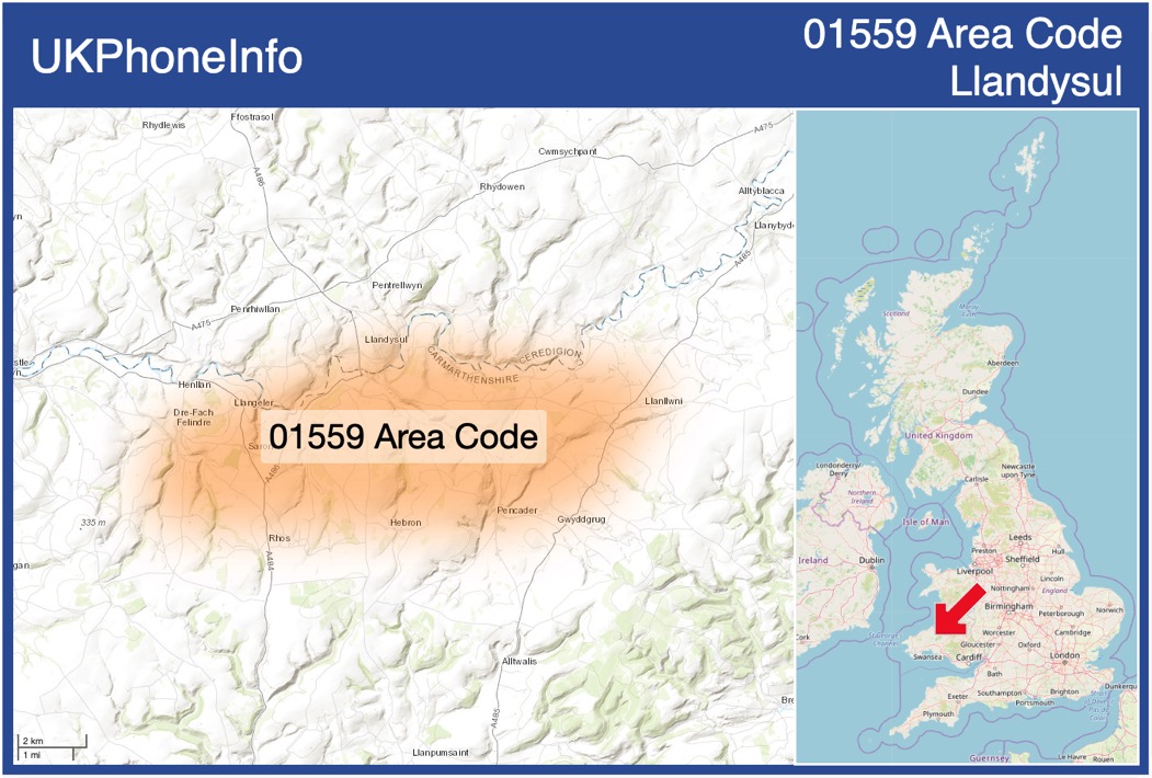 Map of the 01559 area code