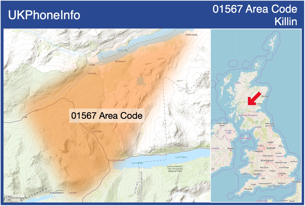 Map of the 01567 area code