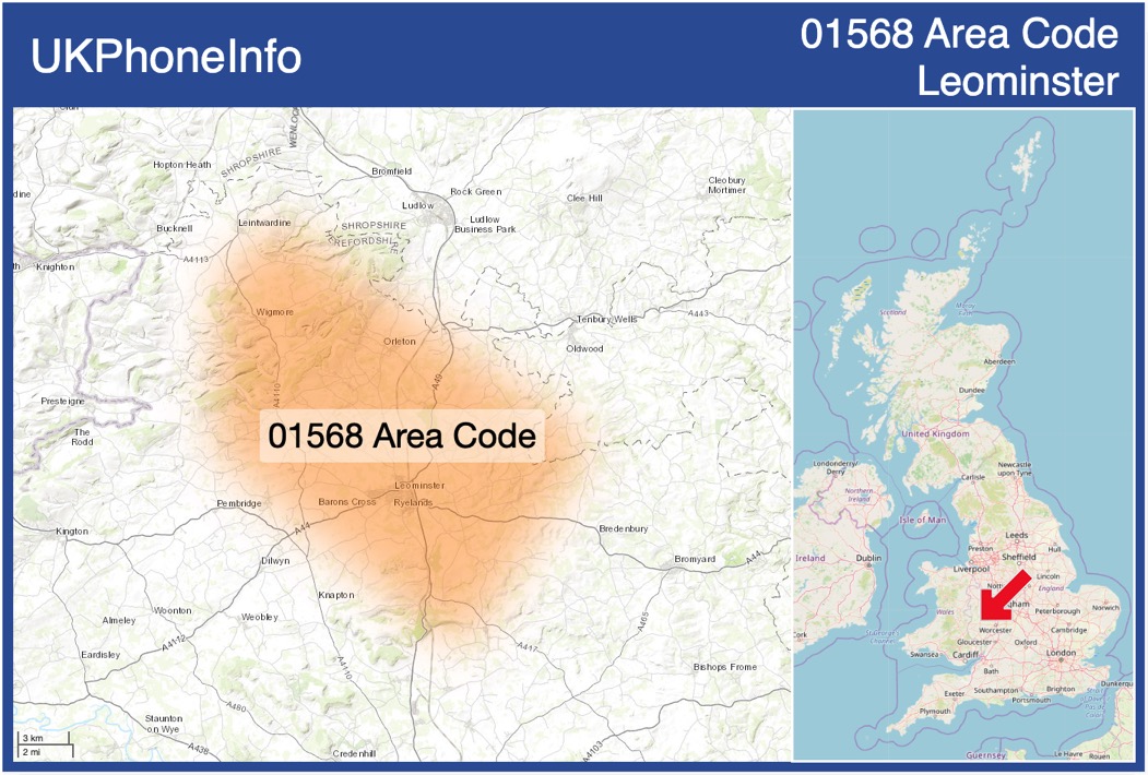 Map of the 01568 area code