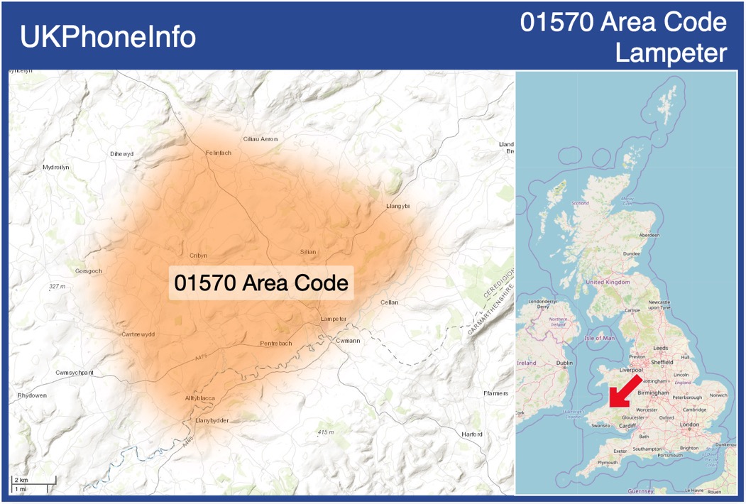 Map of the 01570 area code