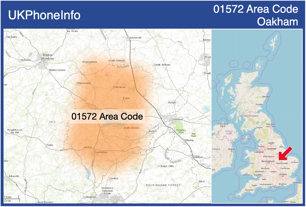 Map of the 01572 area code