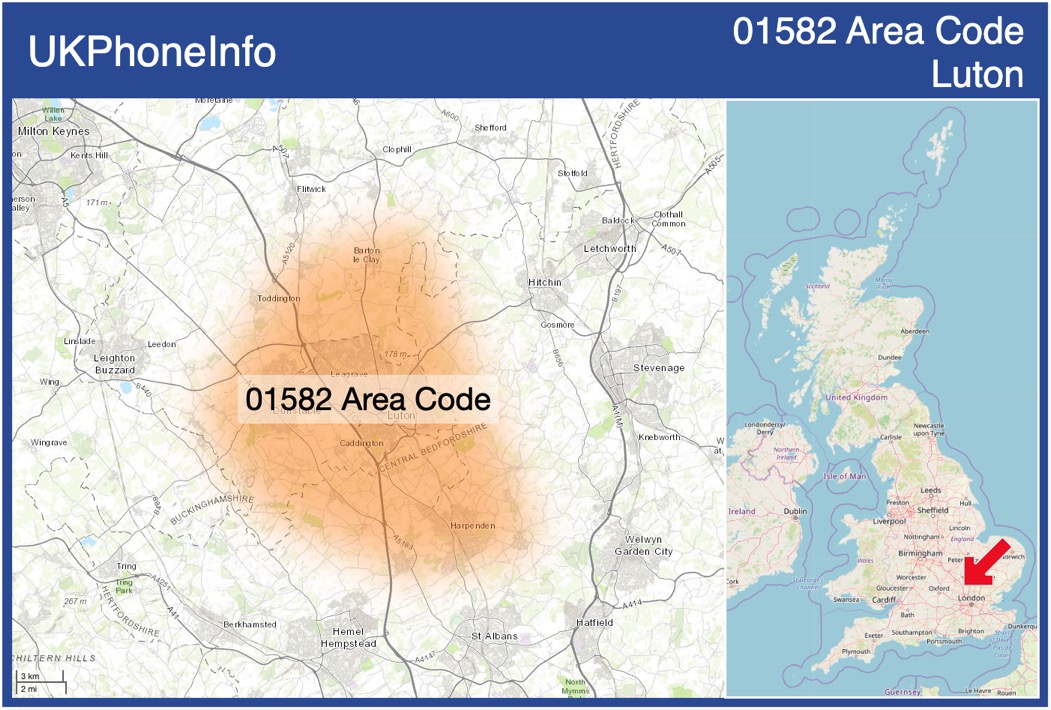 Map of the 01582 area code