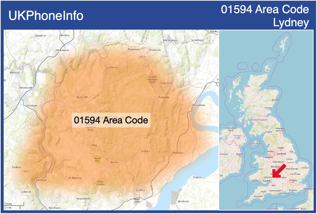 Map of the 01594 area code