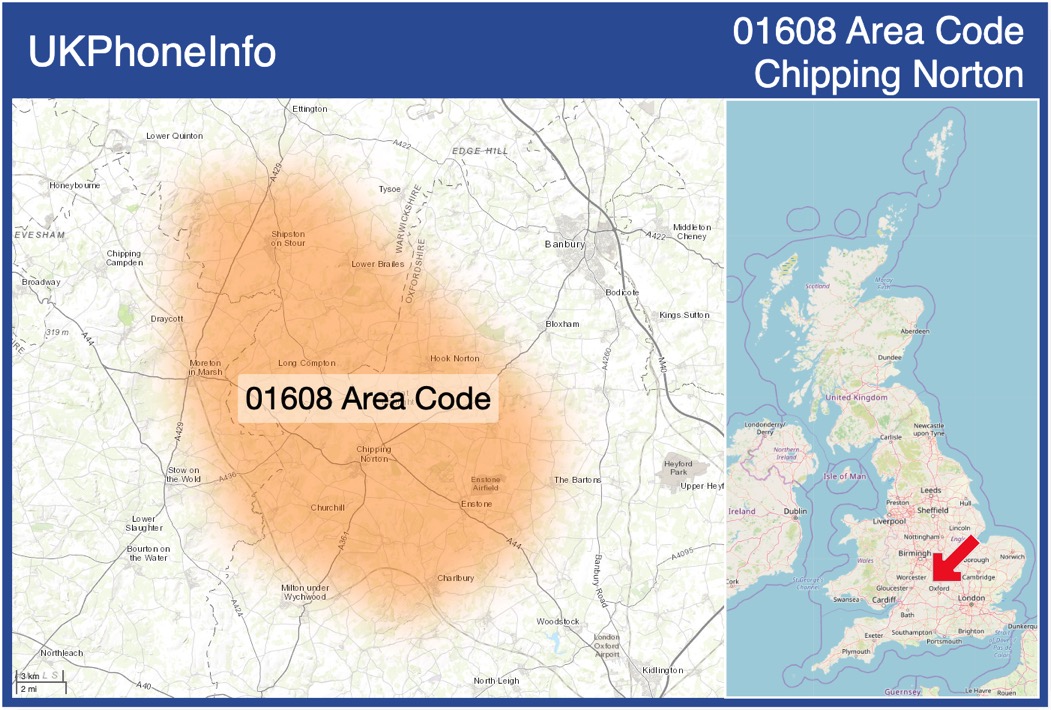 Map of the 01608 area code