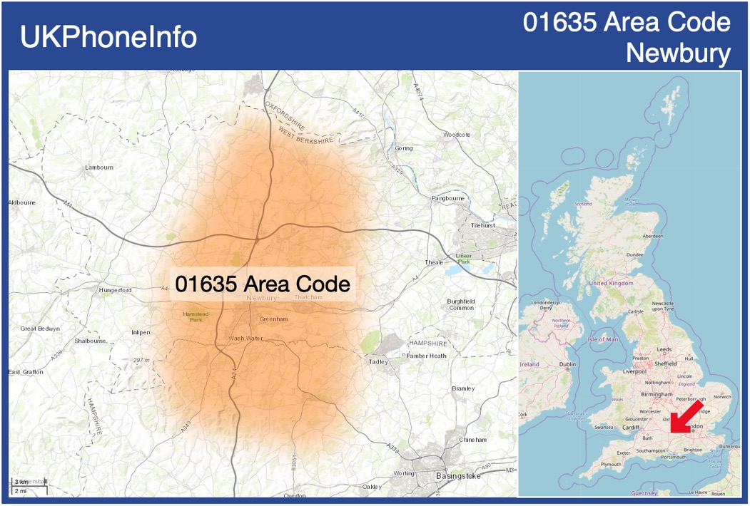 Map of the 01635 area code