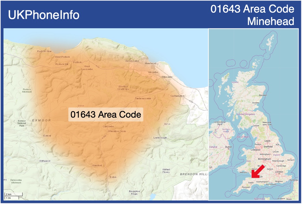 Map of the 01643 area code