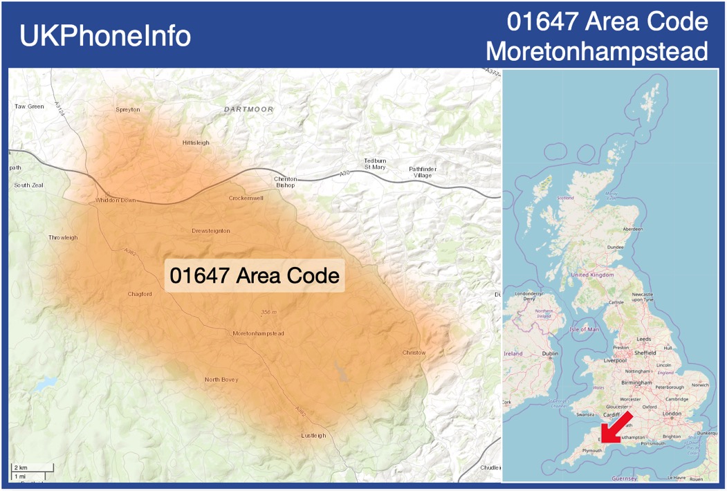 Map of the 01647 area code