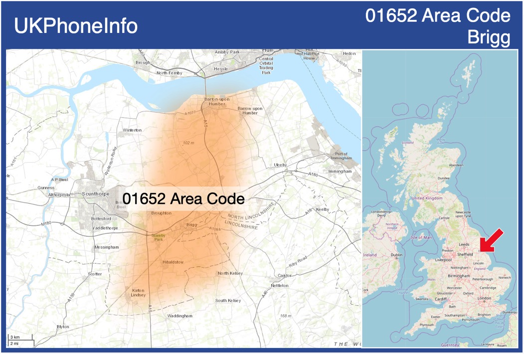 Map of the 01652 area code