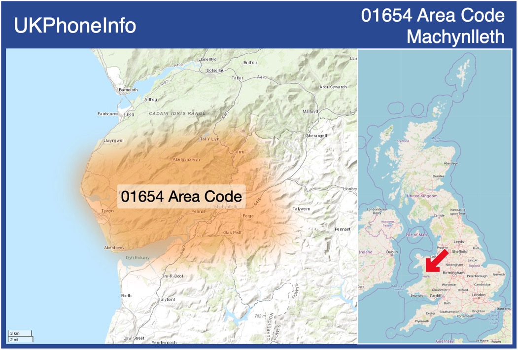 Map of the 01654 area code