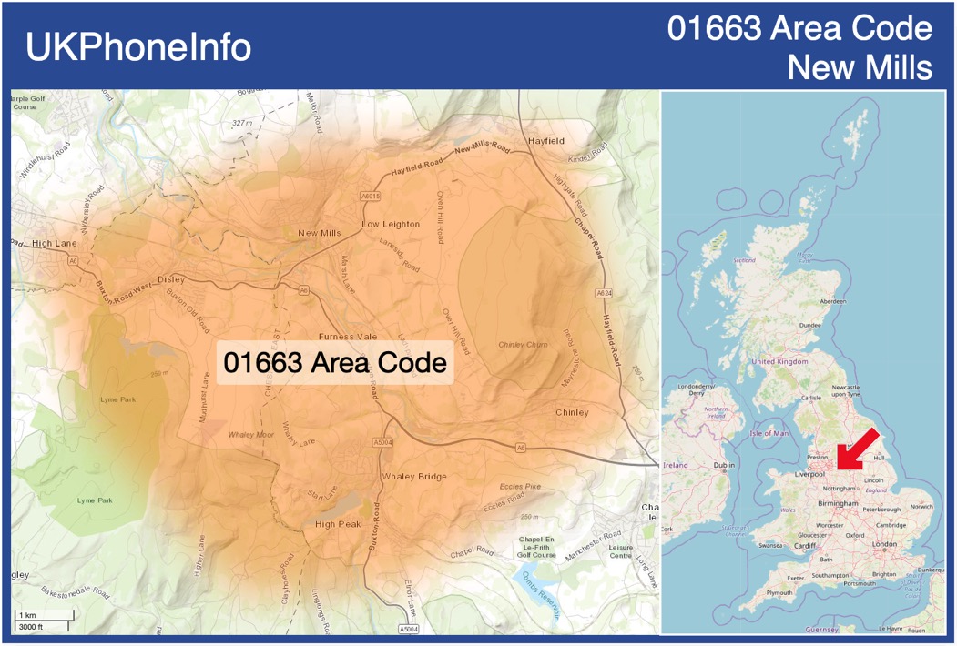 Map of the 01663 area code