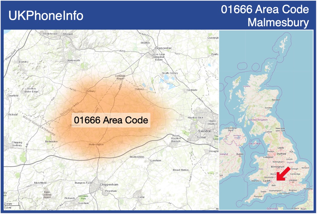 Map of the 01666 area code