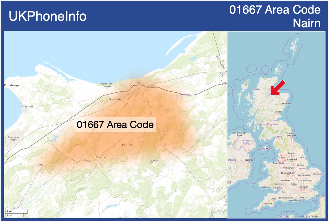 Map of the 01667 area code
