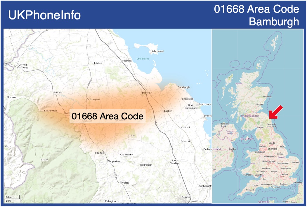 Map of the 01668 area code