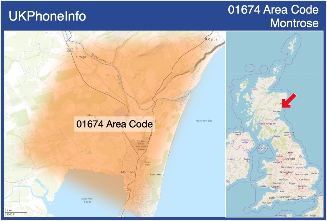 Map of the 01674 area code