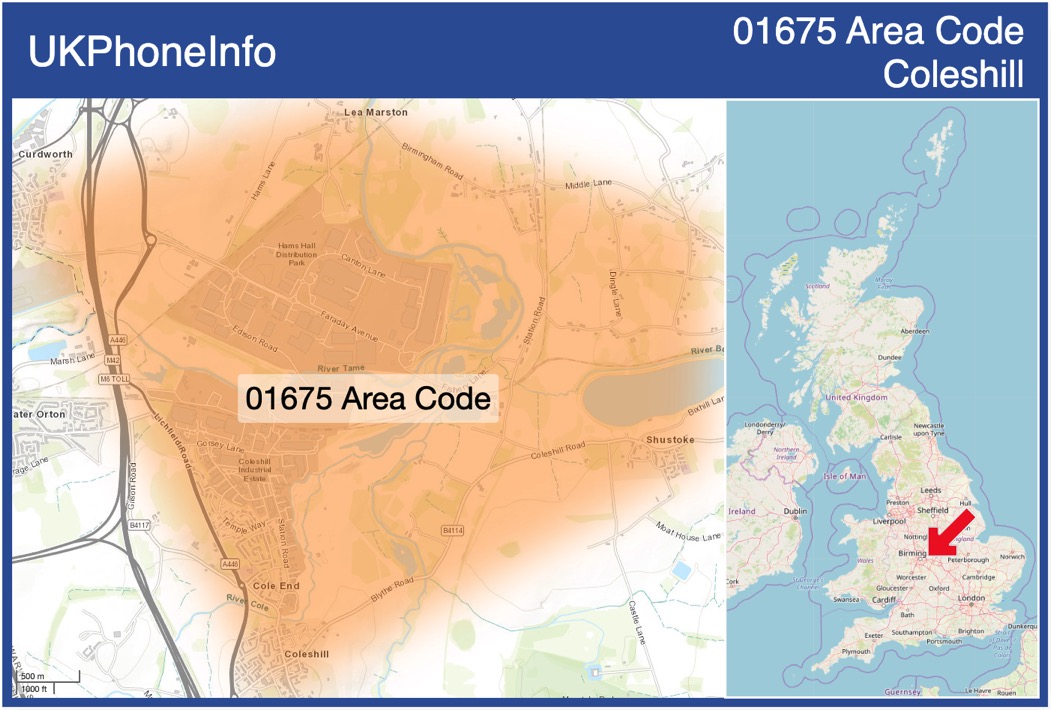 Map of the 01675 area code