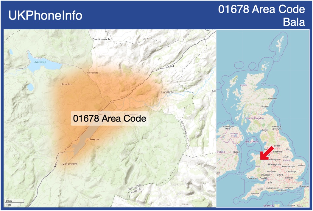 Map of the 01678 area code