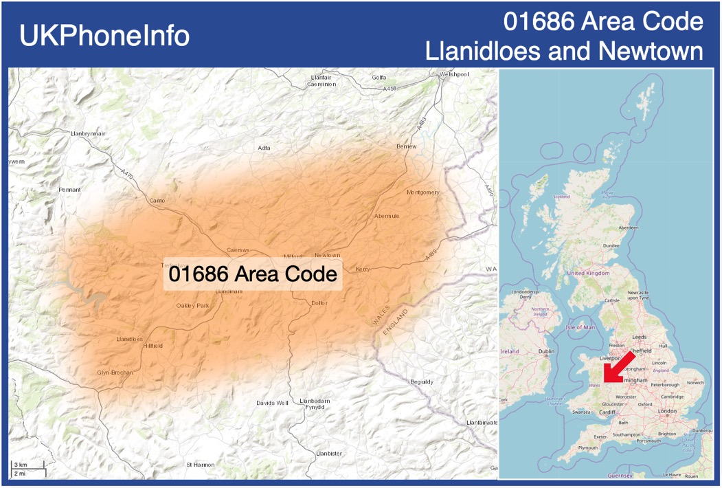 Map of the 01686 area code