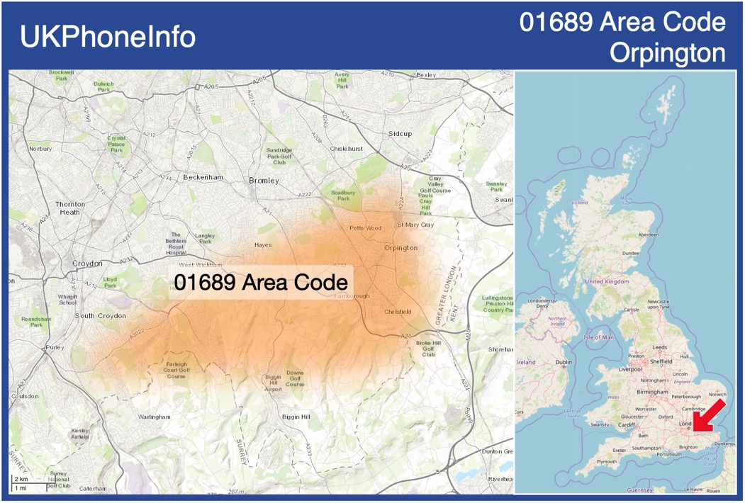 Map of the 01689 area code