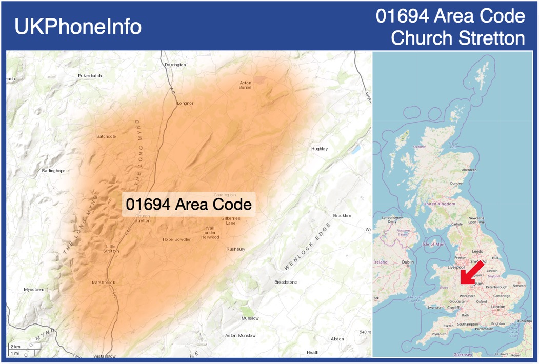 Map of the 01694 area code