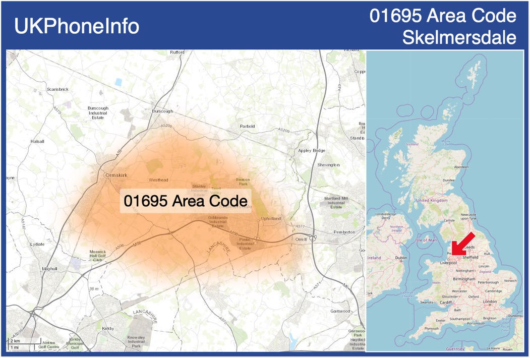 Map of the 01695 area code