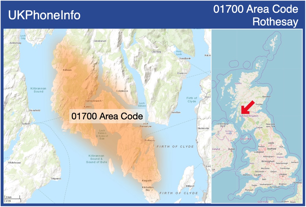 Map of the 01700 area code