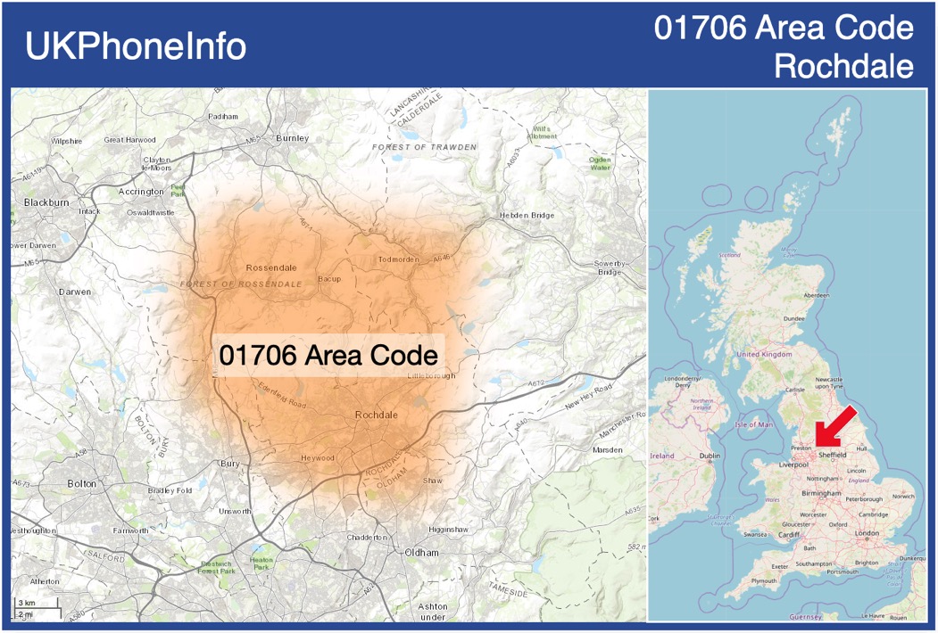 Map of the 01706 area code