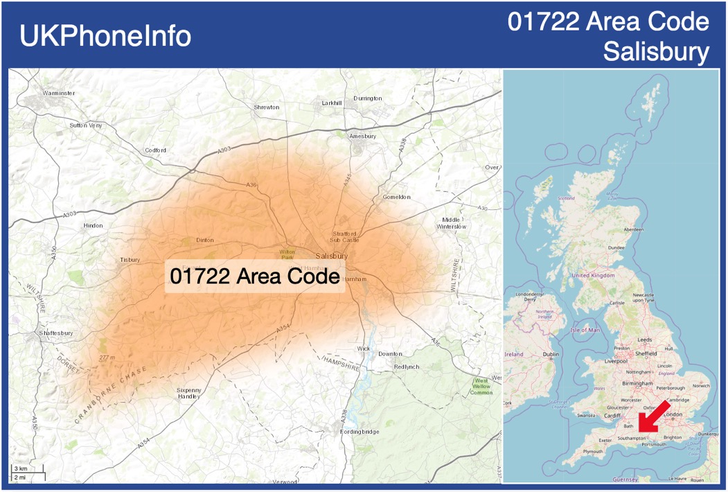 Map of the 01722 area code
