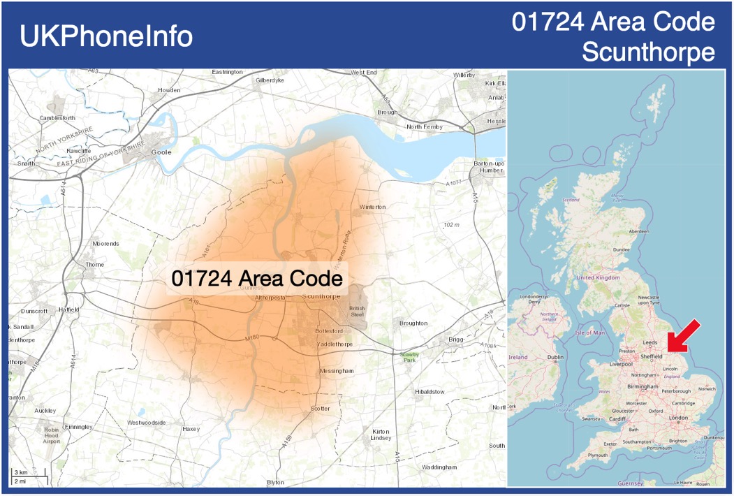 Map of the 01724 area code