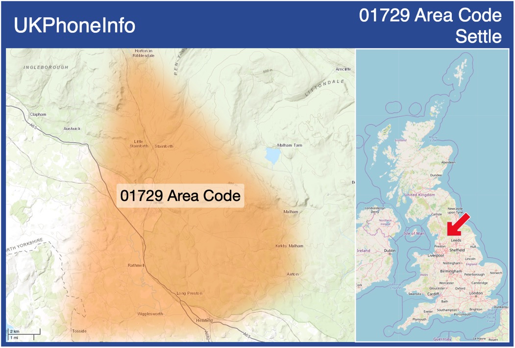 Map of the 01729 area code