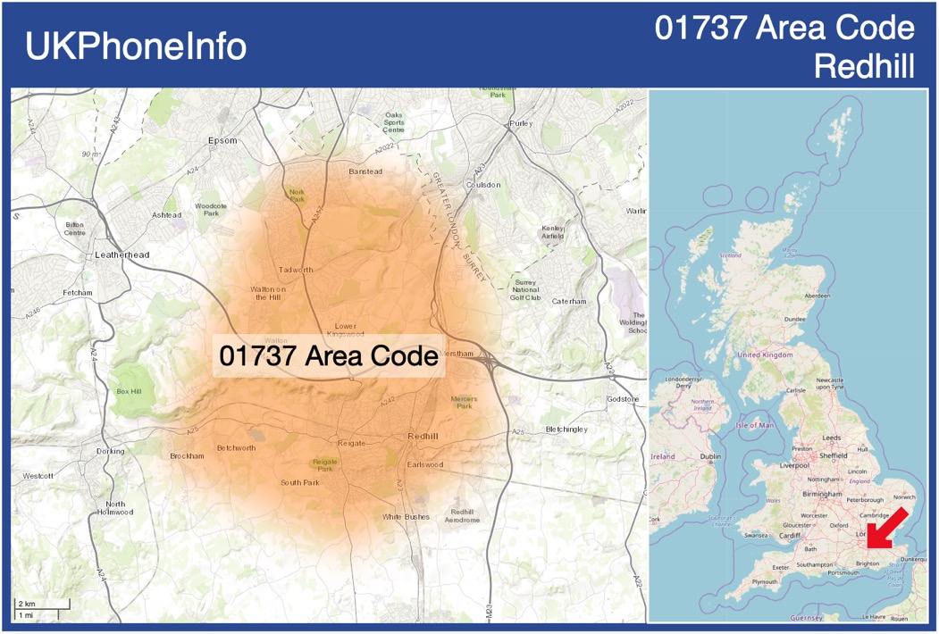 Map of the 01737 area code