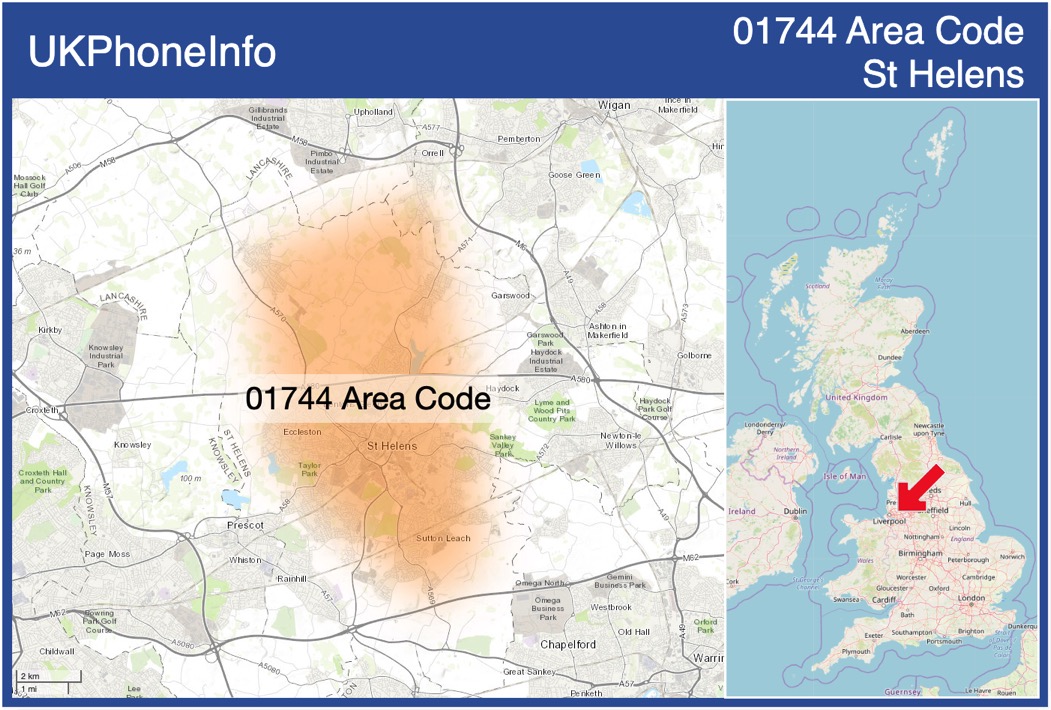 Map of the 01744 area code