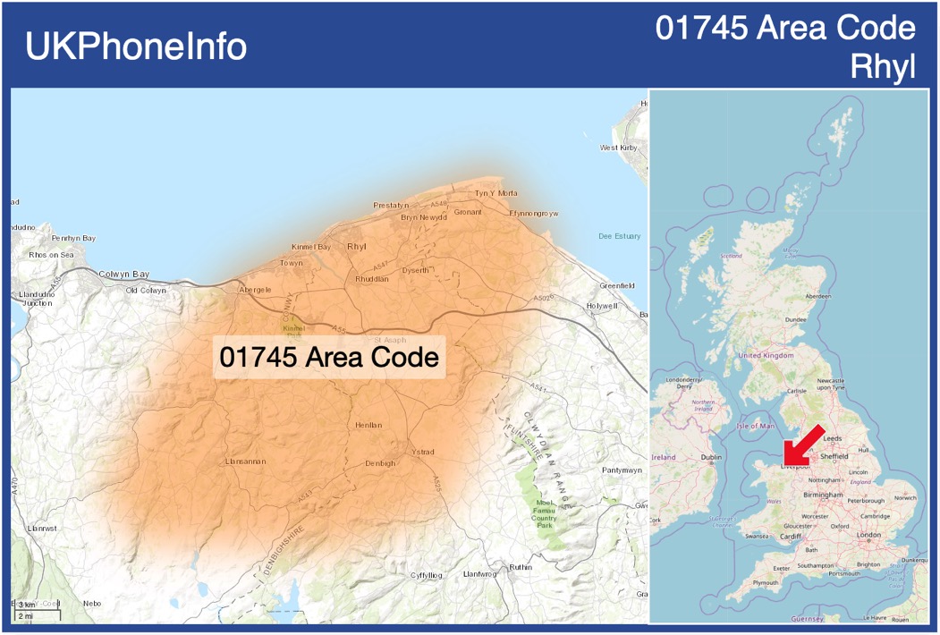 Map of the 01745 area code