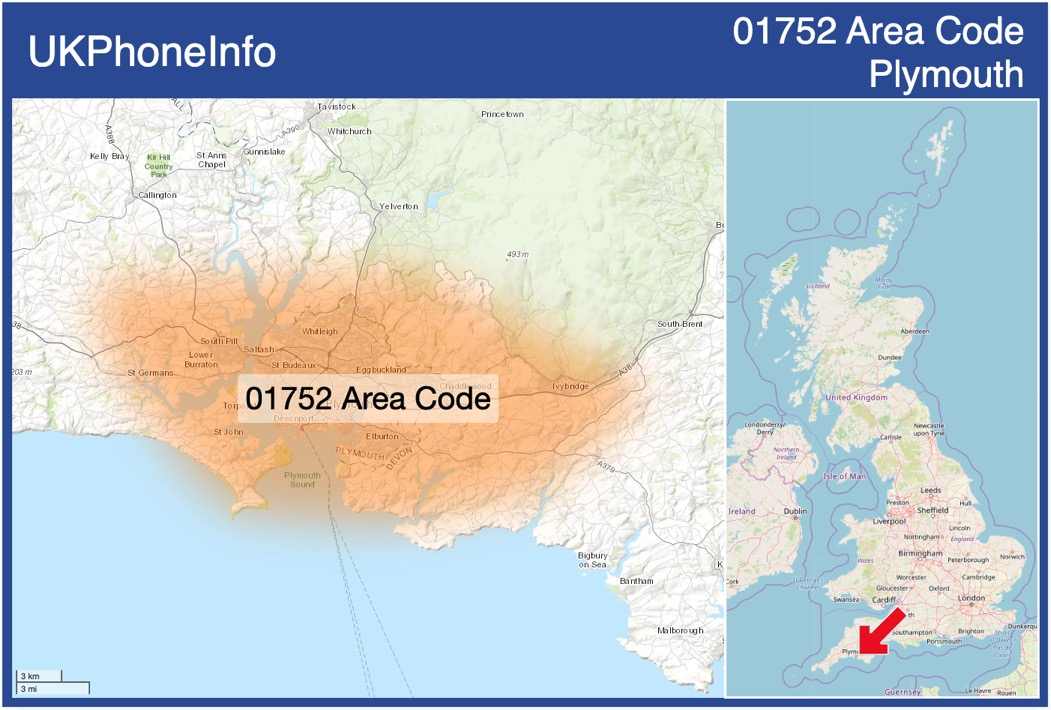 Map of the 01752 area code