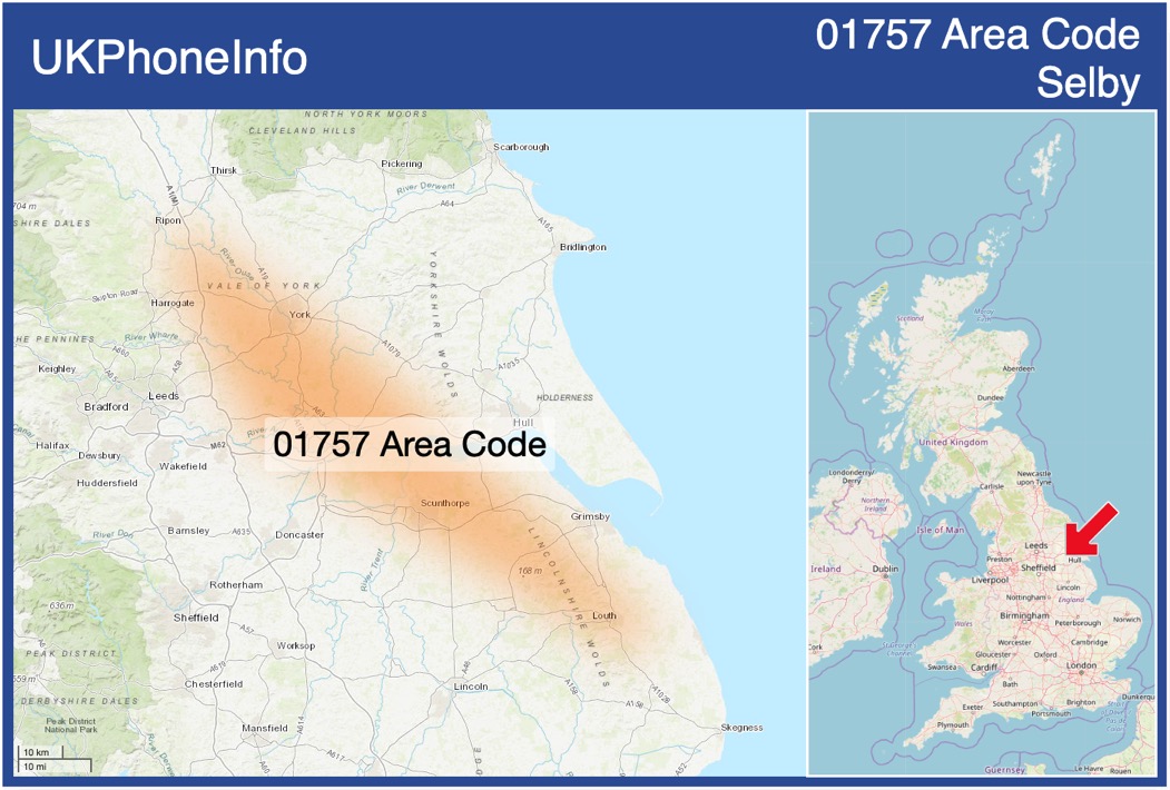 Map of the 01757 area code
