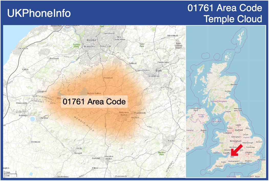 Map of the 01761 area code
