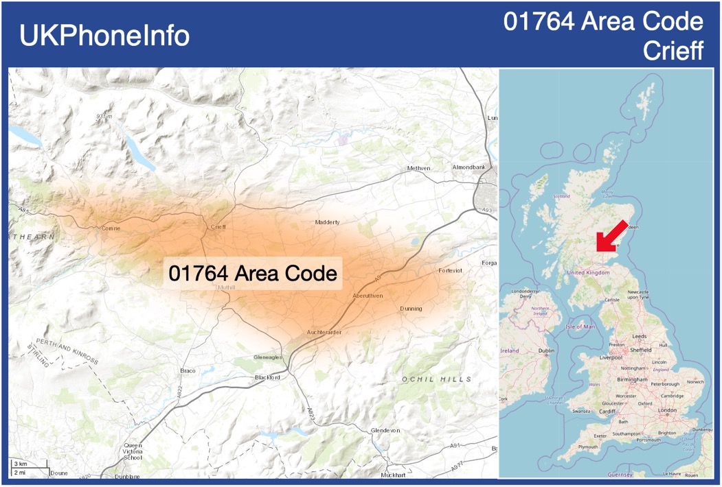 Map of the 01764 area code
