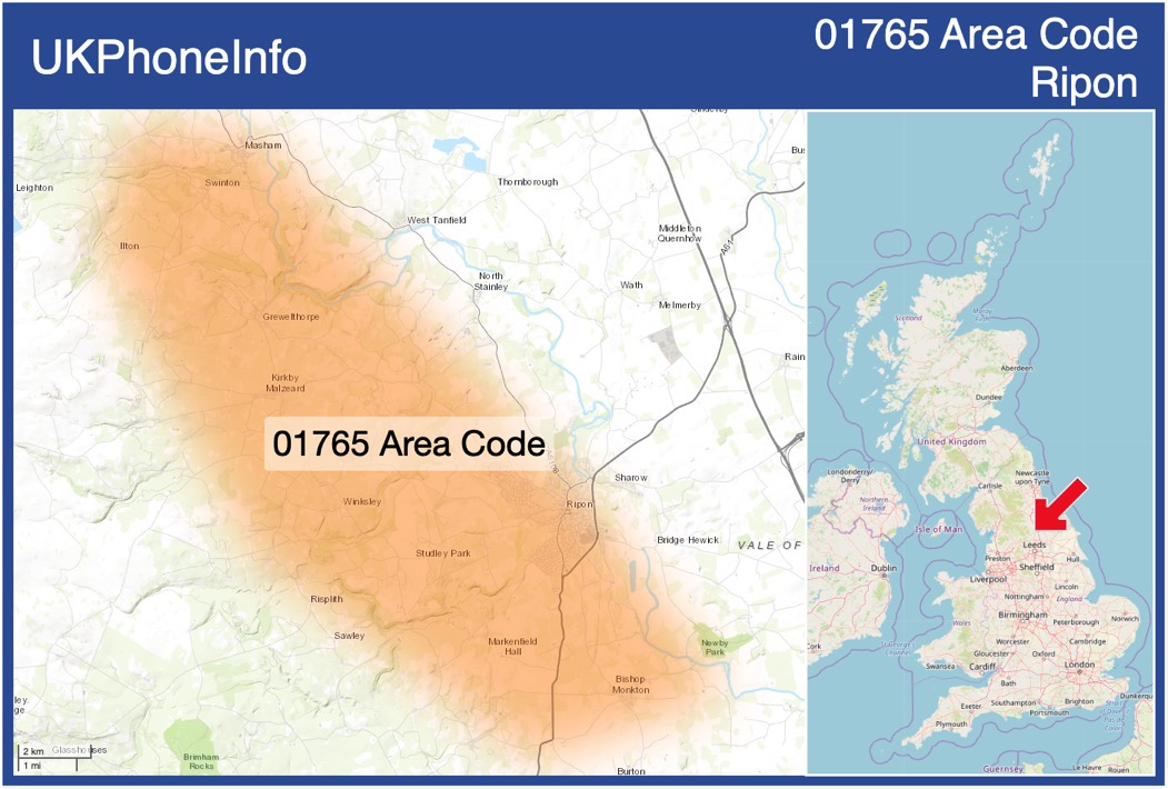 Map of the 01765 area code