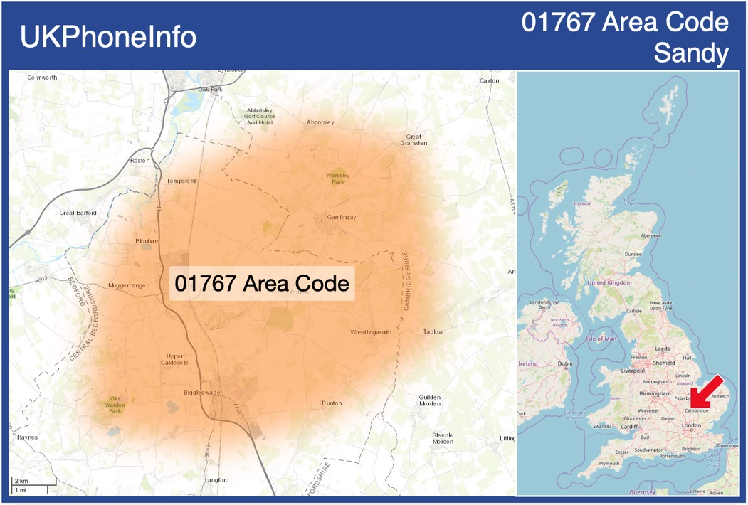 Map of the 01767 area code