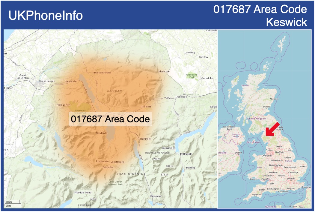 Map of the 017687 area code