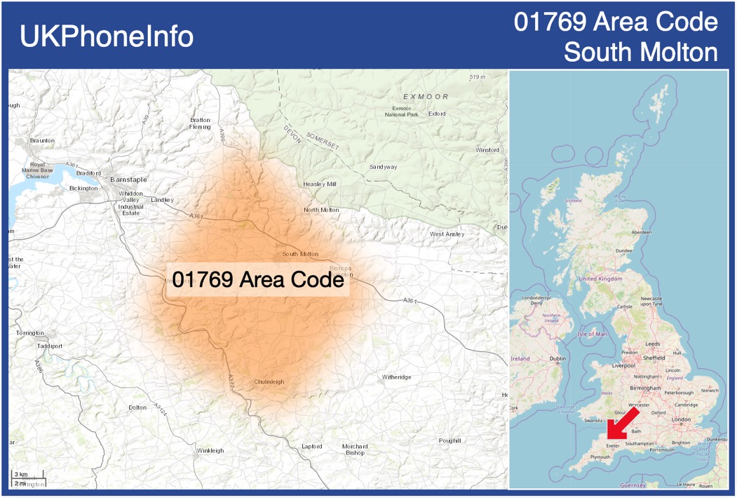 Map of the 01769 area code