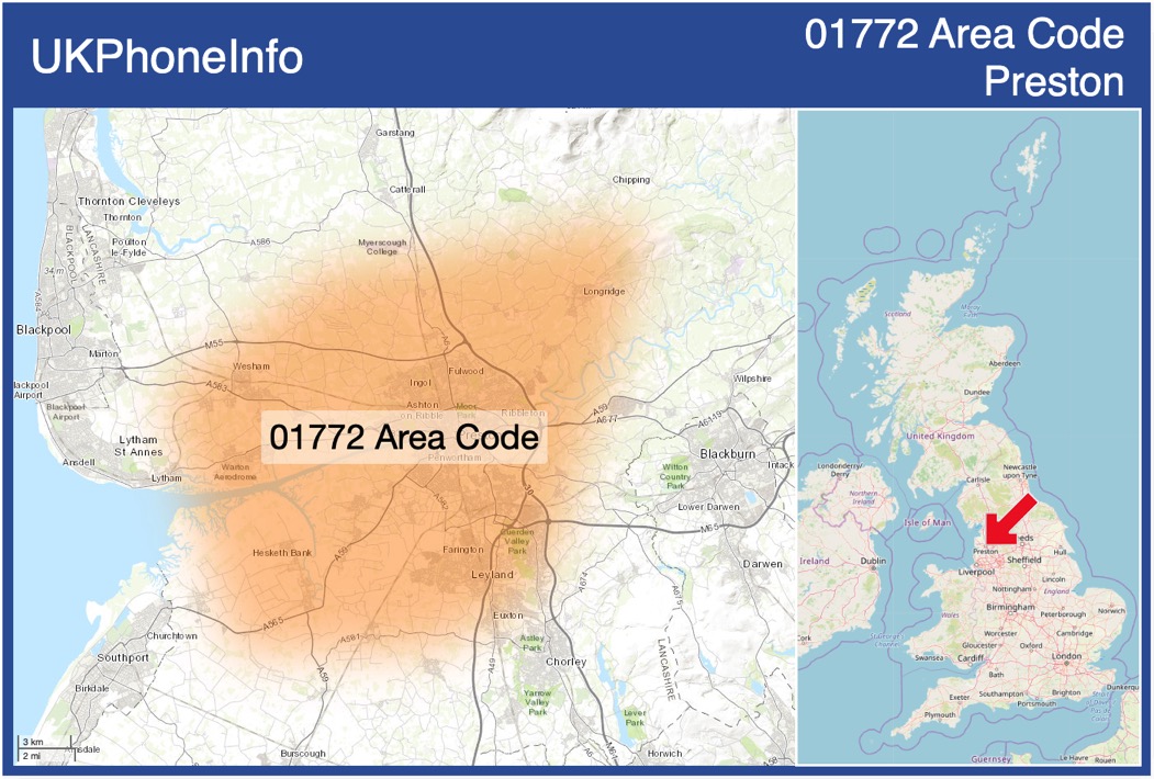 Map of the 01772 area code