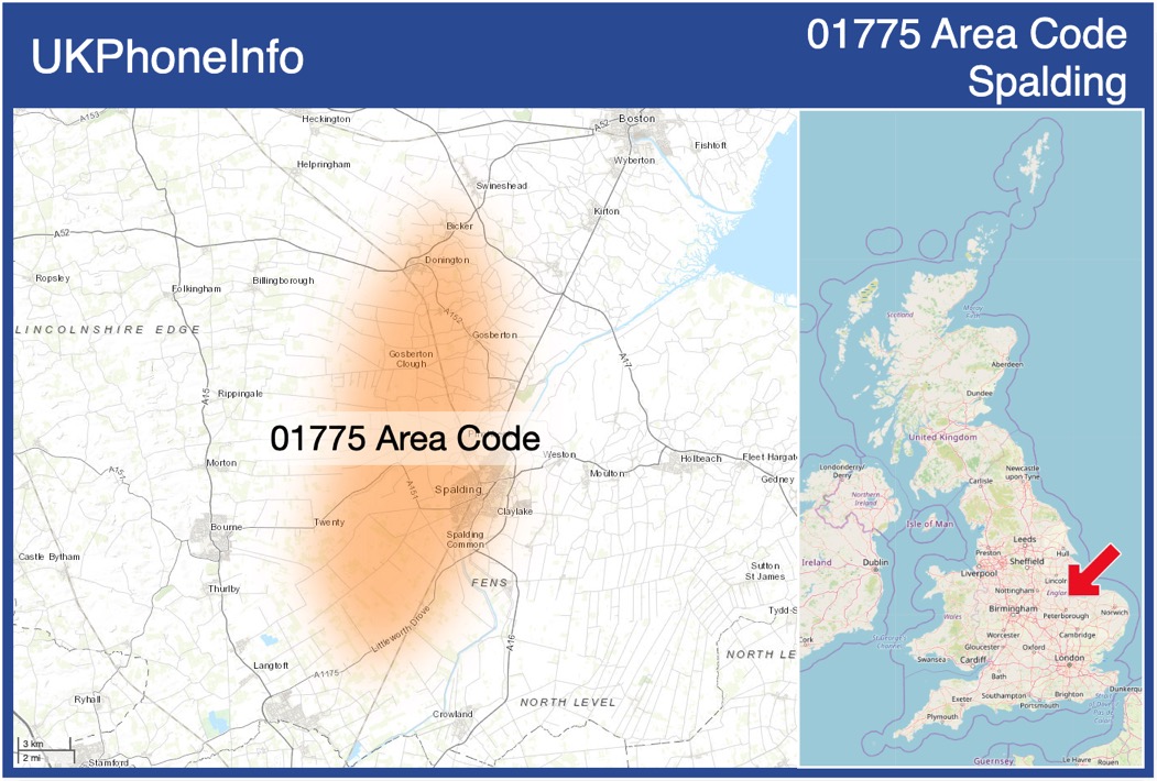 Map of the 01775 area code