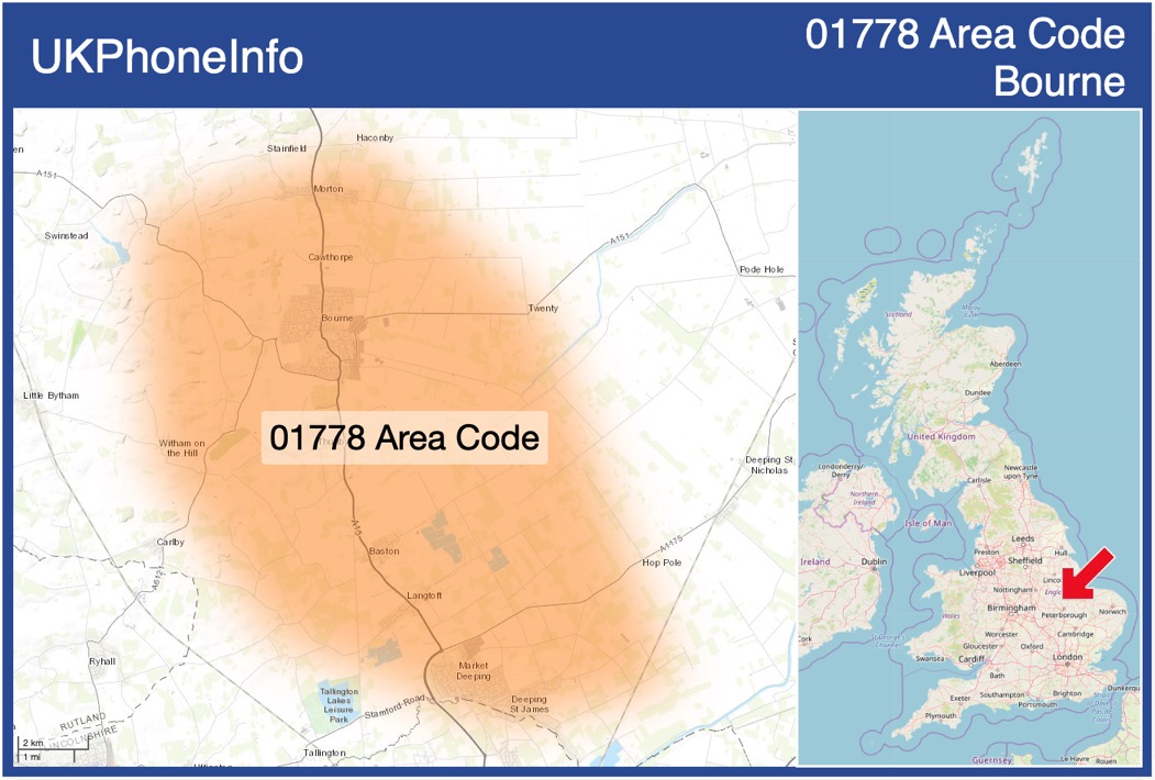 Map of the 01778 area code