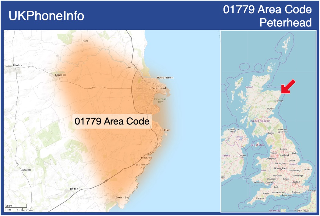 Map of the 01779 area code