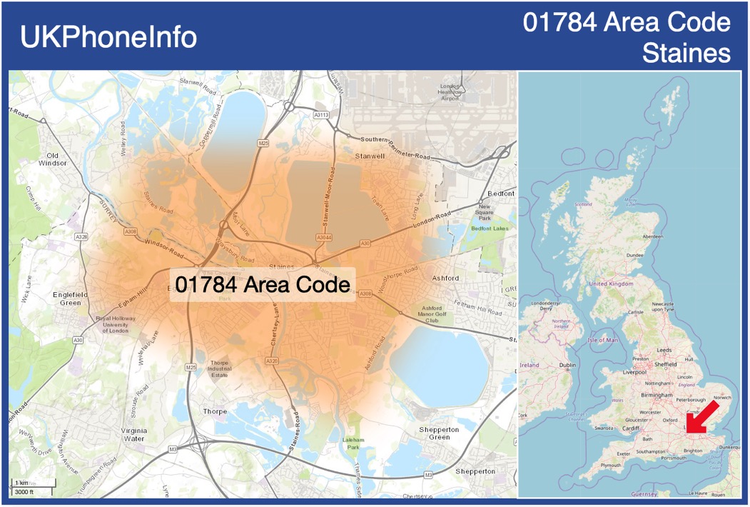 Map of the 01784 area code