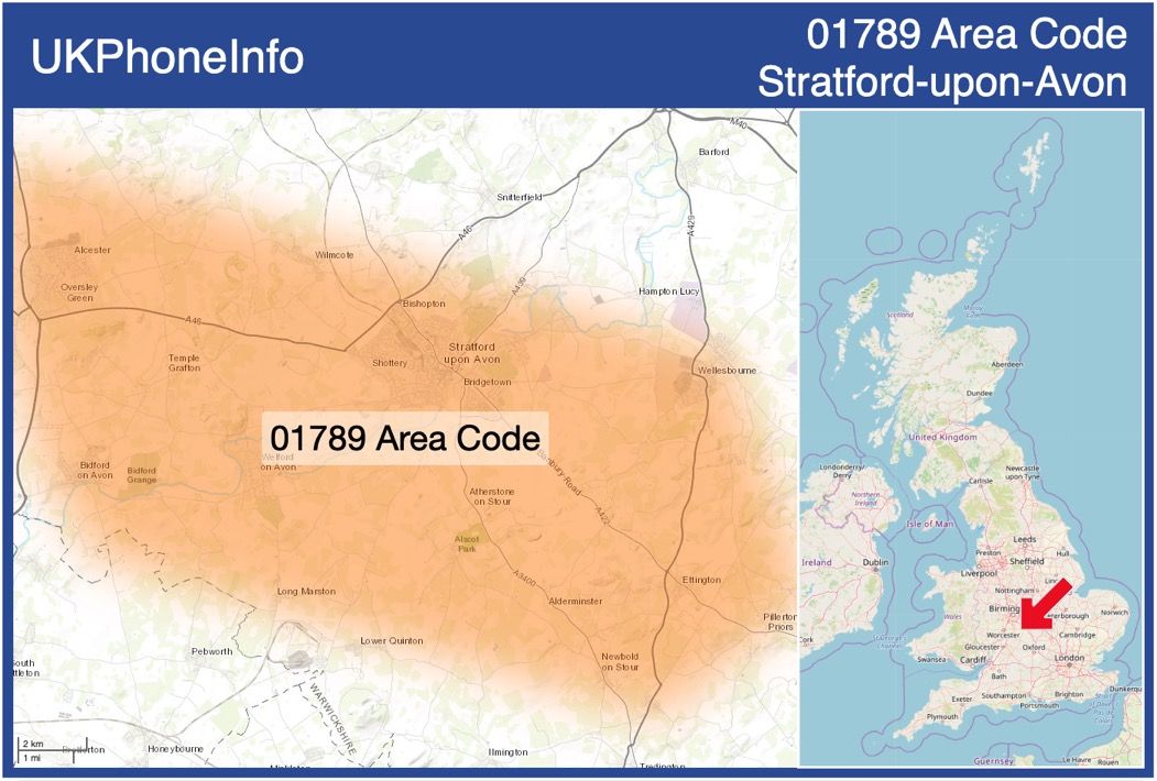 Map of the 01789 area code