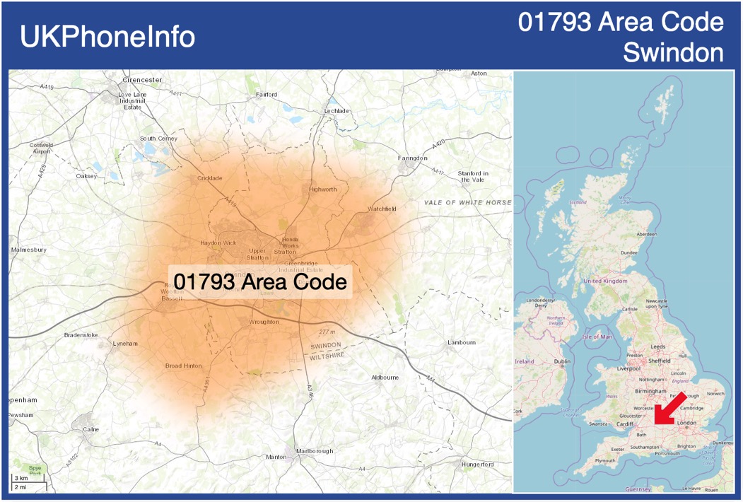 Map of the 01793 area code