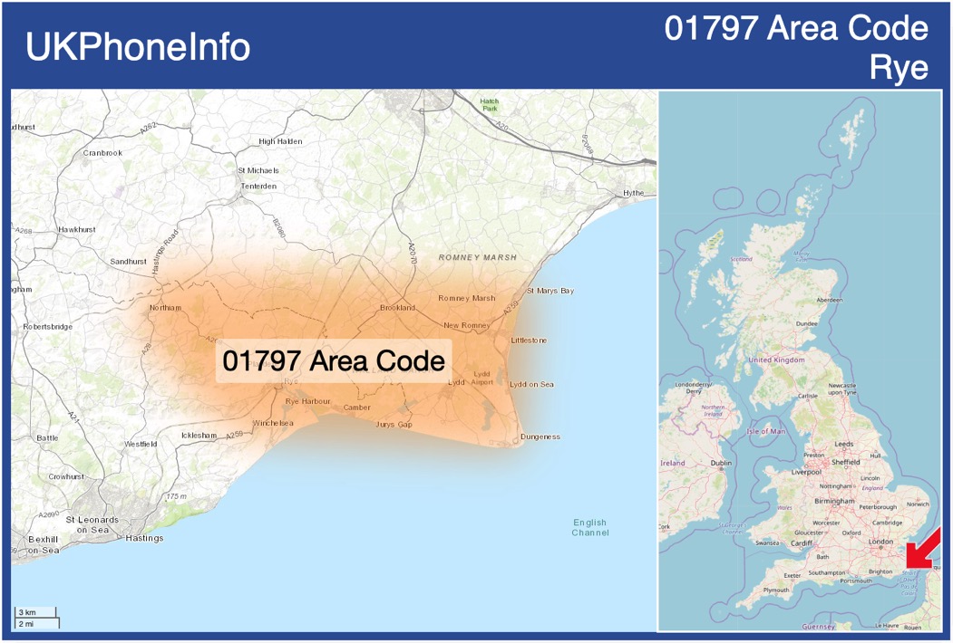 Map of the 01797 area code